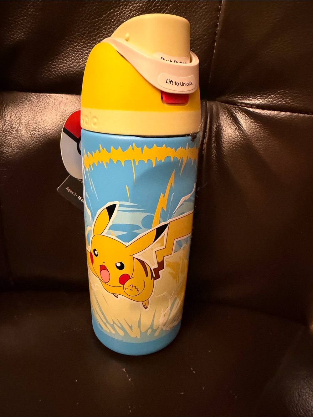 Pikachu Kids Stainless Steel Water Bottle - Yellow & Blue